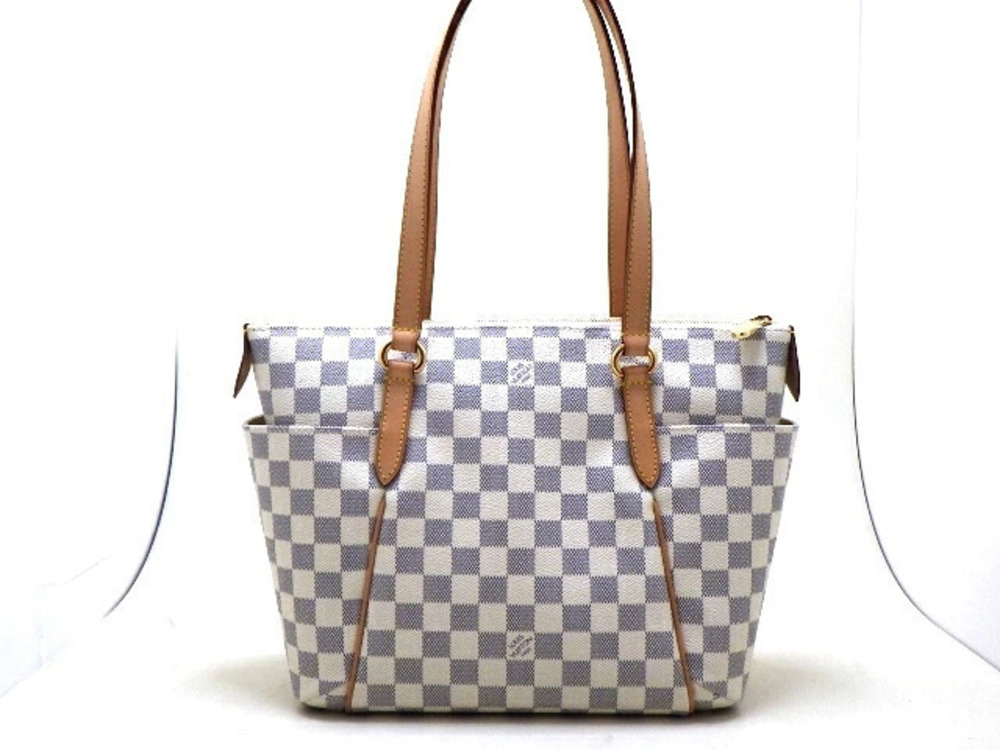 LOUIS VUITTON Totally Shoulder Bag Damier Azur White